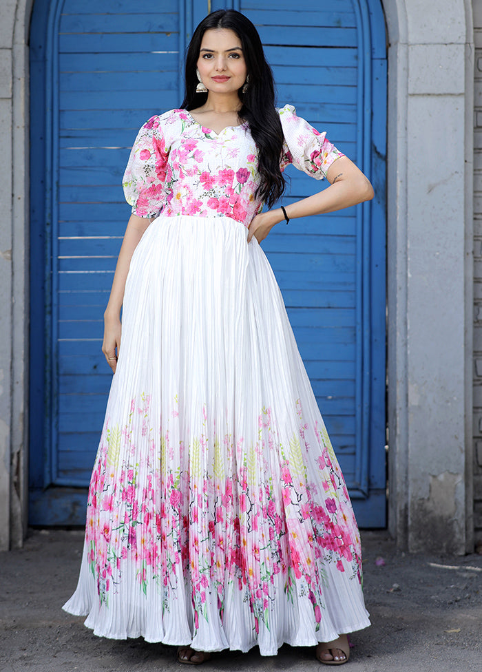 White Readymade Silk Indian Dress - Indian Silk House Agencies