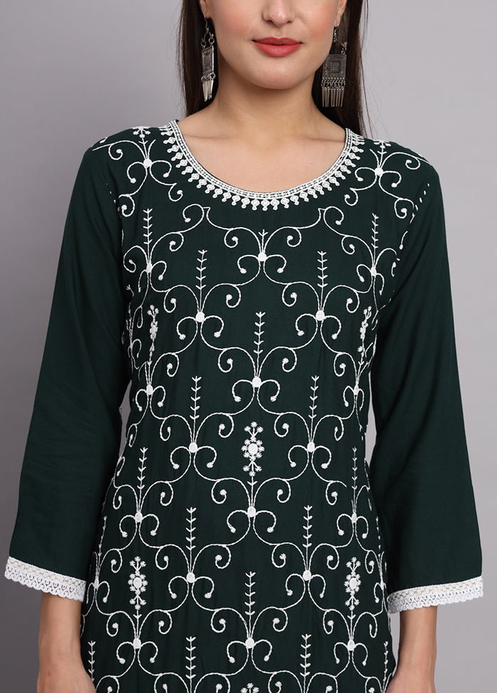 Green Readymade Rayon Kurti - Indian Silk House Agencies