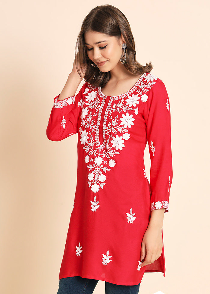 Pink Readymade Rayon Kurti - Indian Silk House Agencies