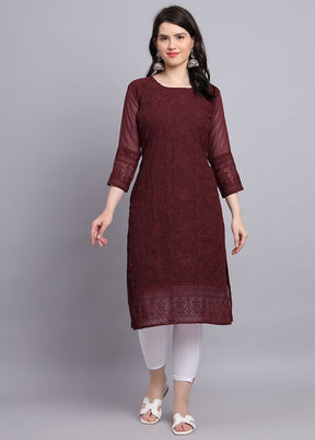 Maroon Readymade Georgette Kurti - Indian Silk House Agencies