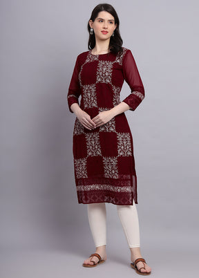 Maroon Readymade Georgette Kurti - Indian Silk House Agencies