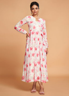 Off White Readymade Georgette Kurti - Indian Silk House Agencies