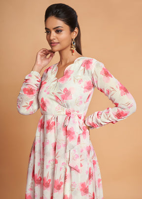 Off White Readymade Georgette Kurti - Indian Silk House Agencies