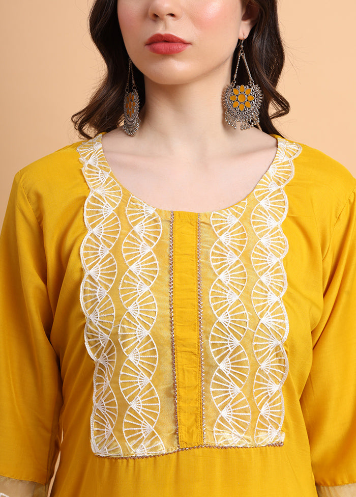 Yellow Readymade Silk Kurti - Indian Silk House Agencies