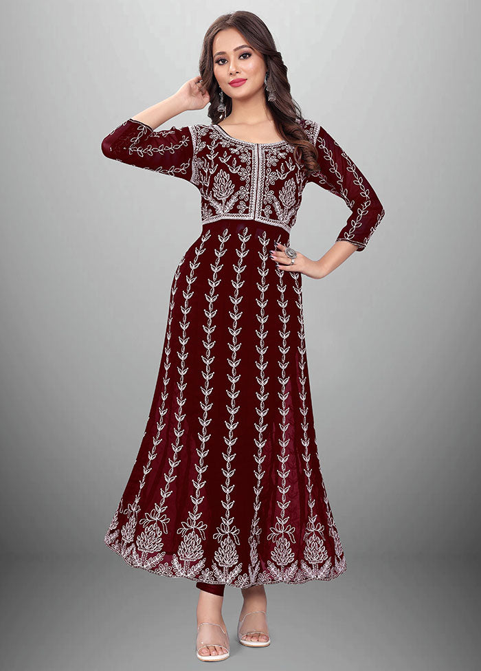 Maroon Readymade Georgette Kurti - Indian Silk House Agencies