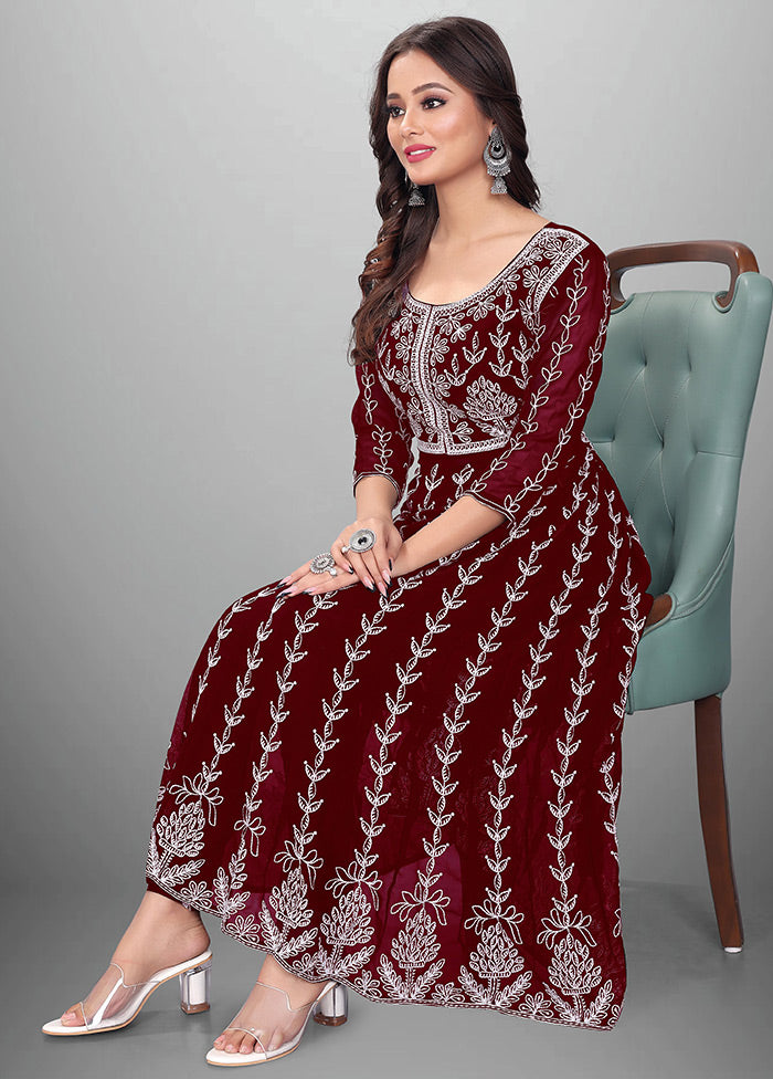 Maroon Readymade Georgette Kurti - Indian Silk House Agencies