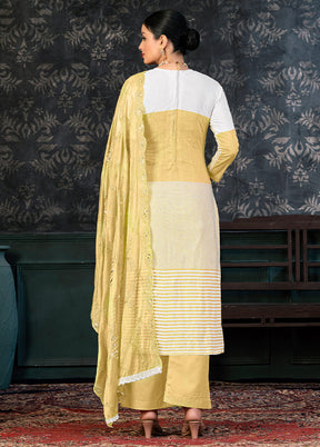 3 Pc Yellow Semi Stitched Cotton Suit Set - Indian Silk House Agencies