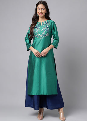 Green Readymade Silk Kurti - Indian Silk House Agencies