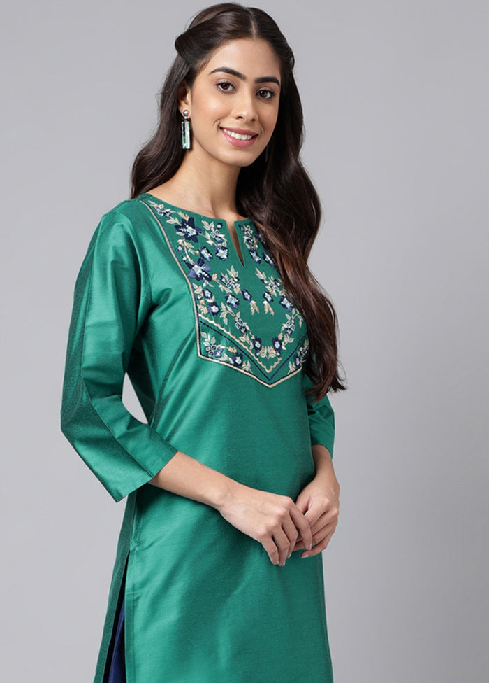 Green Readymade Silk Kurti - Indian Silk House Agencies