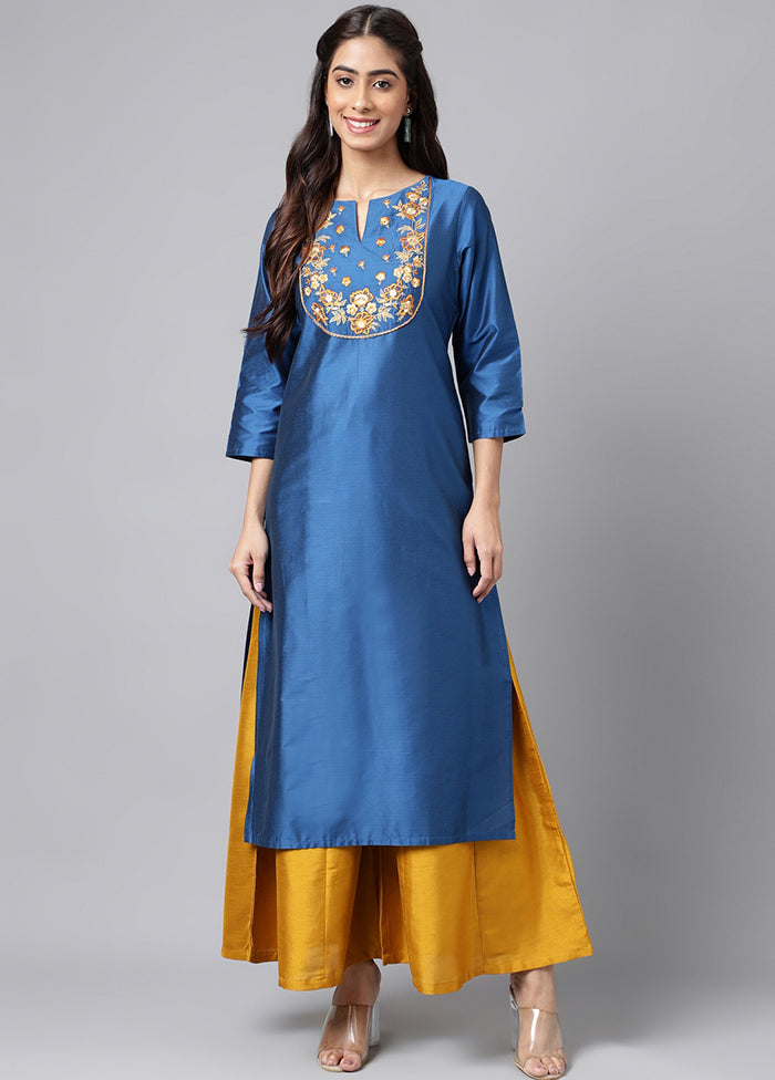 Blue Readymade Silk Kurti - Indian Silk House Agencies