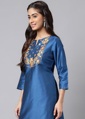 Blue Readymade Silk Kurti - Indian Silk House Agencies