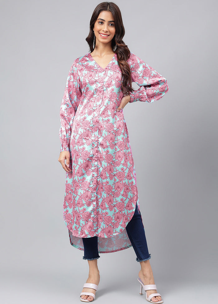 Sea Green Readymade Silk Kurti - Indian Silk House Agencies