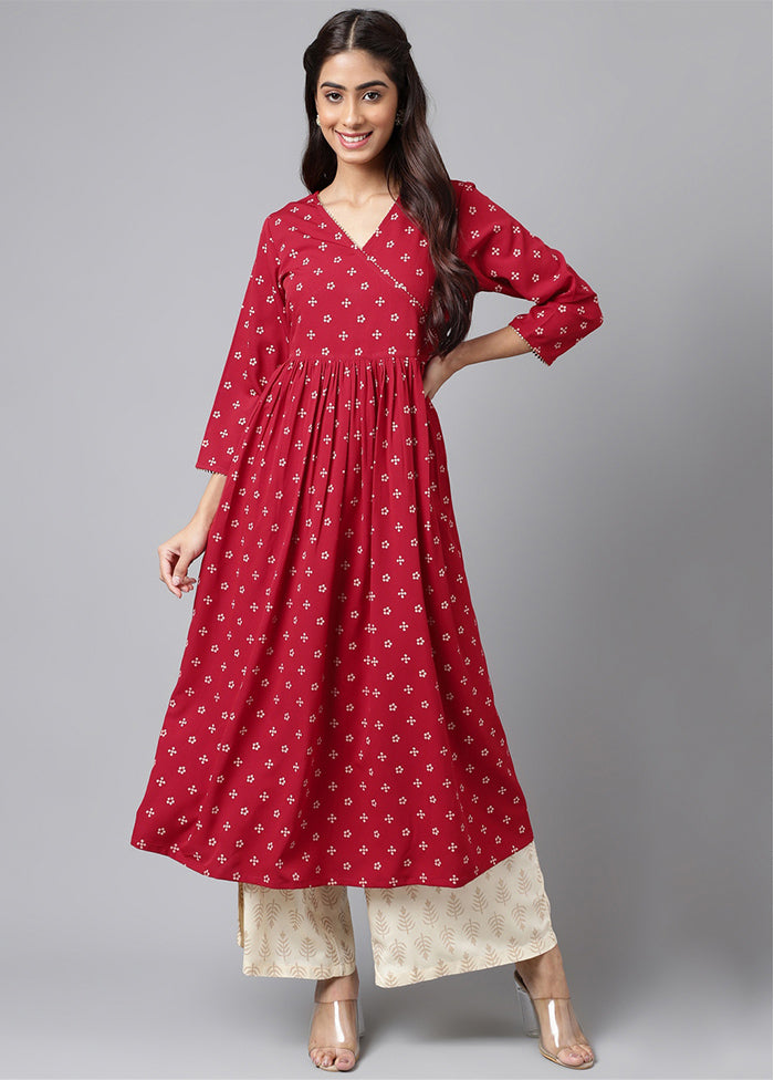 Maroon Readymade Silk Kurti - Indian Silk House Agencies