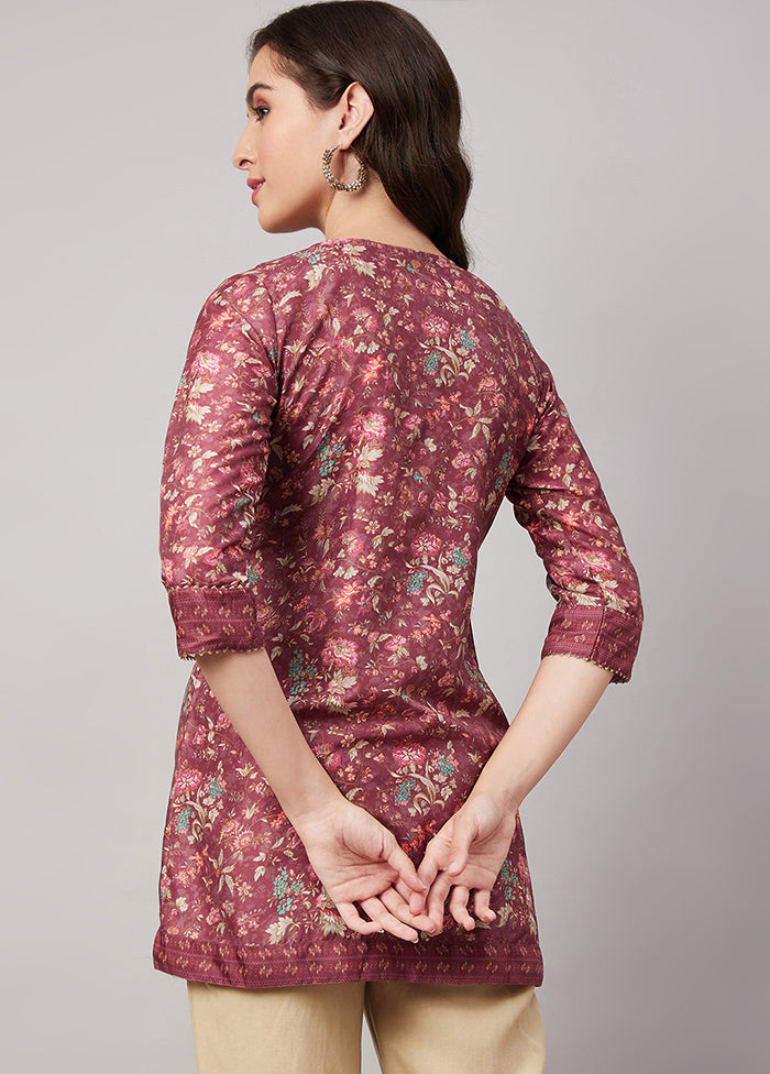 Maroon Readymade Silk Top - Indian Silk House Agencies