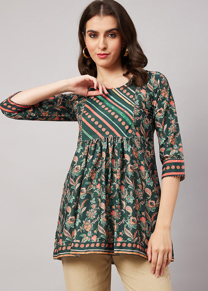 Green Readymade Silk Top - Indian Silk House Agencies