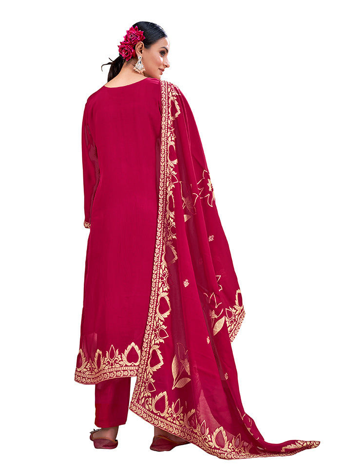 3 Pc Maroon Readymade Viscose Suit Set - Indian Silk House Agencies
