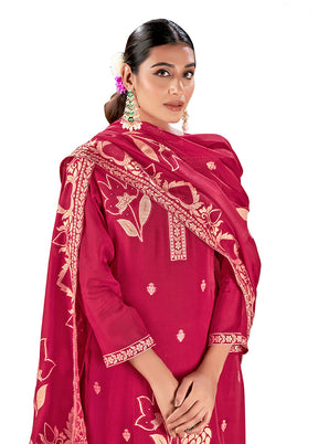 3 Pc Maroon Readymade Viscose Suit Set - Indian Silk House Agencies