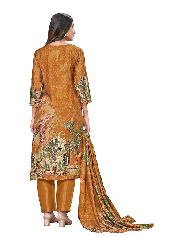 3 Pc Mustard Readymade Silk Suit Set - Indian Silk House Agencies