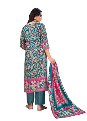 3 Pc Sky Blue Readymade Silk Suit Set - Indian Silk House Agencies