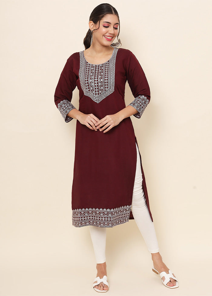 Maroon Readymade Cotton Kurti - Indian Silk House Agencies