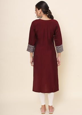 Maroon Readymade Cotton Kurti - Indian Silk House Agencies