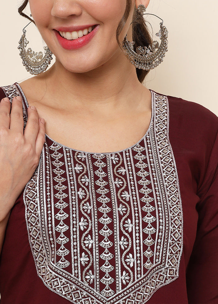 Maroon Readymade Cotton Kurti - Indian Silk House Agencies