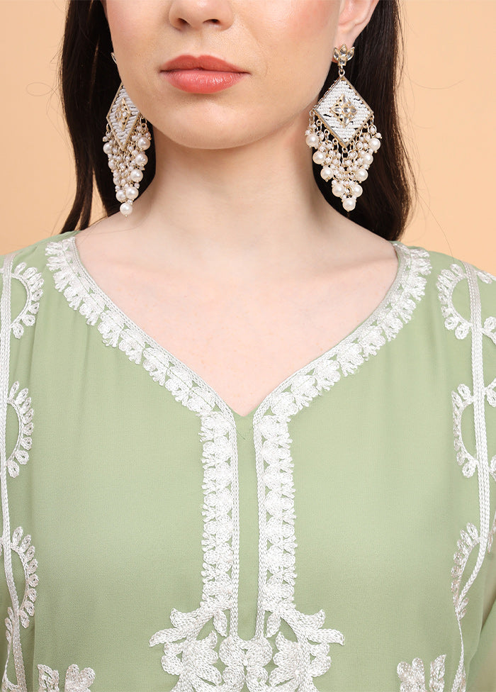 Pista Green Readymade Georgette Kurti - Indian Silk House Agencies