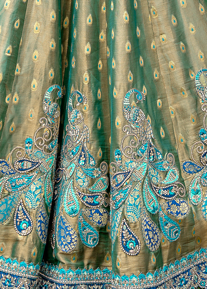 3 Pc Grey Silk Semi Stitched Lehenga Set - Indian Silk House Agencies