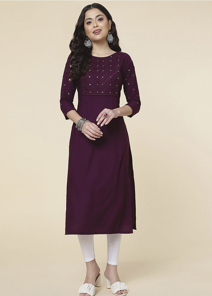 Wine Readymade Rayon Kurti - Indian Silk House Agencies