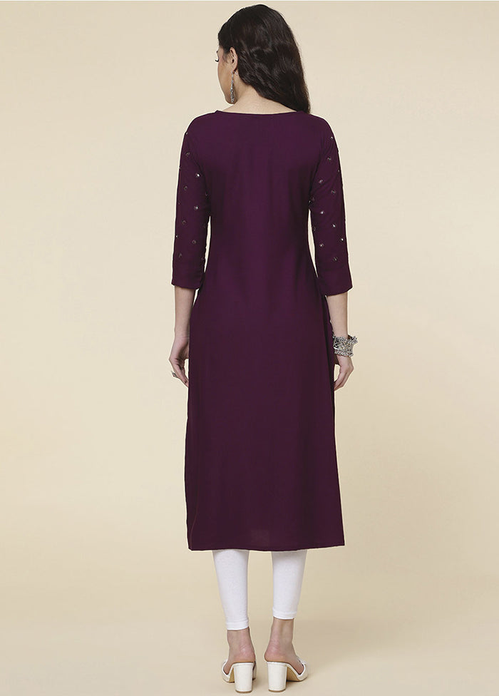 Wine Readymade Rayon Kurti - Indian Silk House Agencies