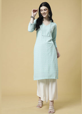 Blue Readymade Silk Kurti - Indian Silk House Agencies