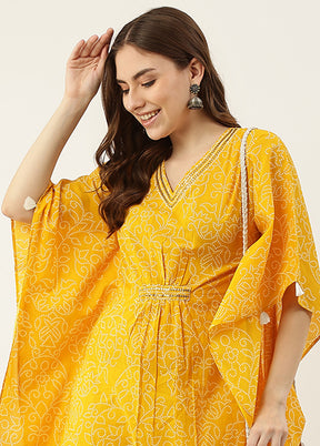 Yellow Readymade Cotton Kaaftan - Indian Silk House Agencies