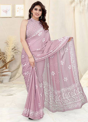 Pink Chiffon Silk Saree With Blouse Piece - Indian Silk House Agencies