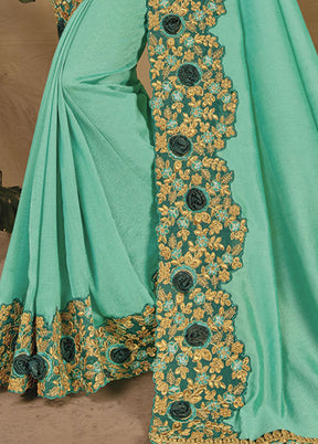 Sea Green Silk Saree With Blouse Piece - Indian Silk House Agencies