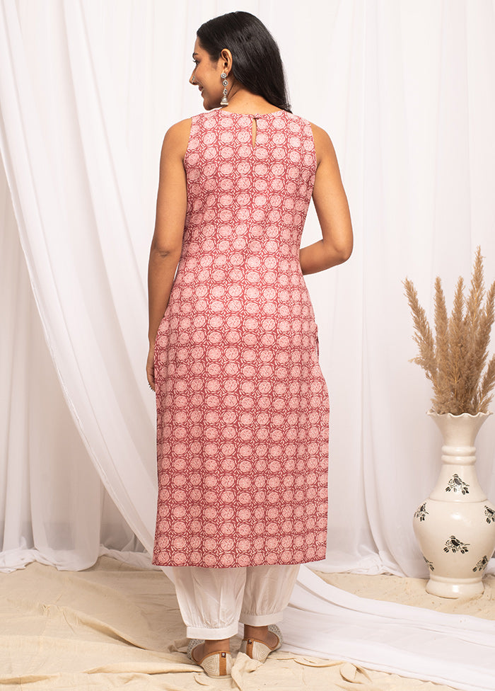 Pink Readymade Cotton Long Kurti - Indian Silk House Agencies