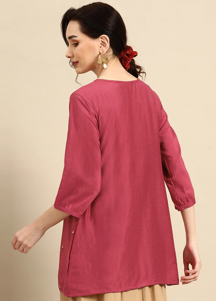 Pink Readymade Viscose Short Kurti - Indian Silk House Agencies