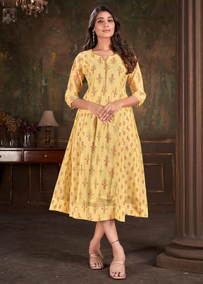 Yellow Readymade Cotton Kurti - Indian Silk House Agencies