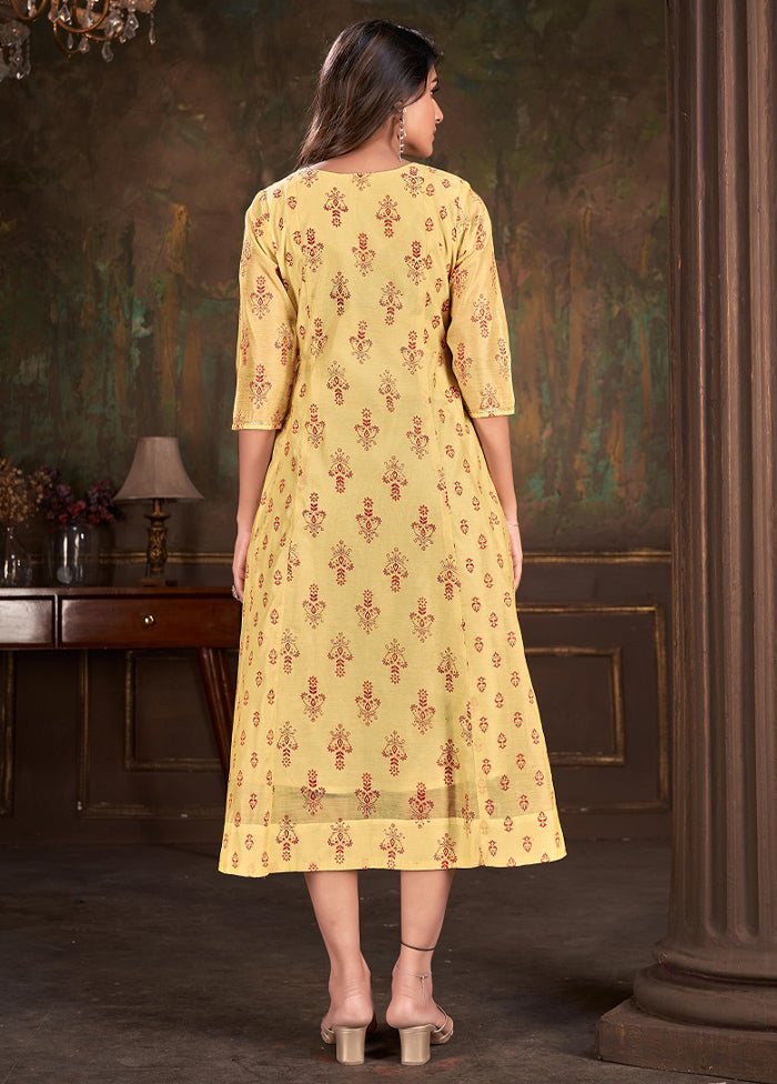 Yellow Readymade Cotton Kurti - Indian Silk House Agencies