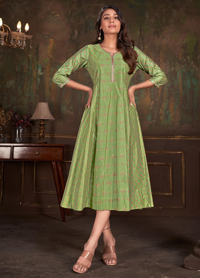 Green Readymade Cotton Kurti - Indian Silk House Agencies