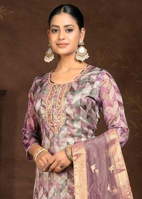 3 Pc Pink Semi Stitched Net Suit Set - Indian Silk House Agencies