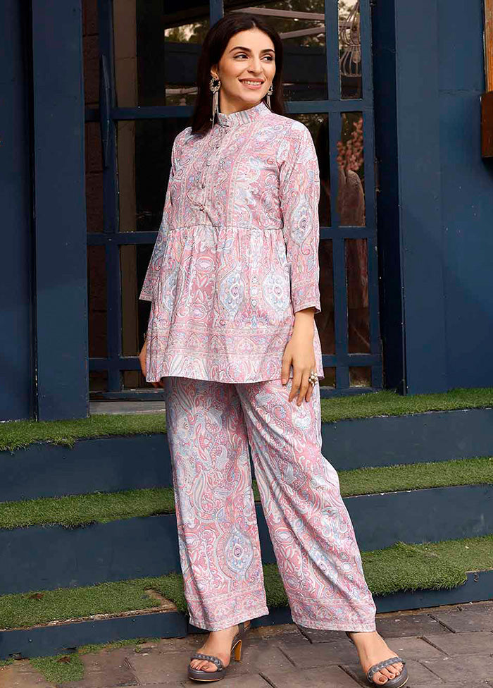 2 Pc Light Pink Readymade Silk Kurti Set - Indian Silk House Agencies