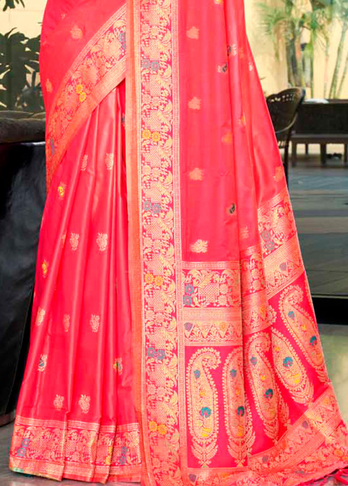 Pink Dupion Silk Saree With Blouse Piece - Indian Silk House Agencies