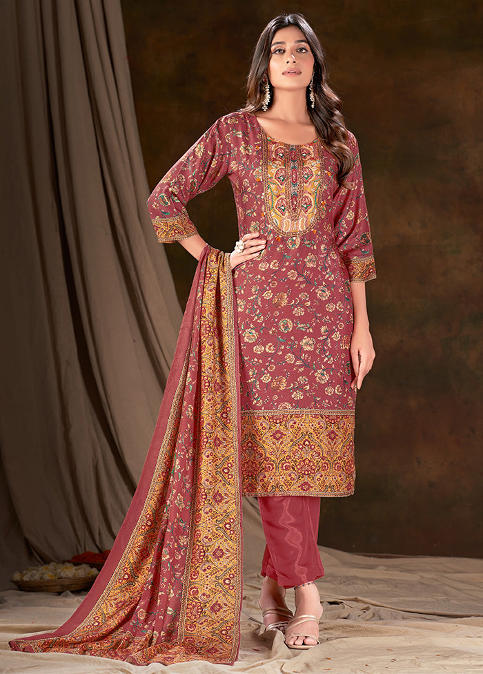 3 Pc Wine Readymade Silk Suit Set - Indian Silk House Agencies