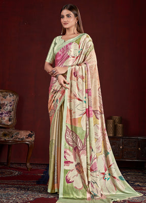 Pista Green Dupion Silk Saree With Blouse Piece - Indian Silk House Agencies