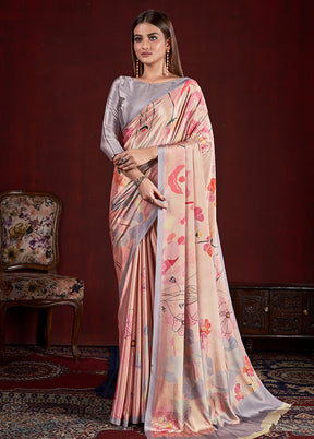 Peach Dupion Silk Saree With Blouse Piece - Indian Silk House Agencies