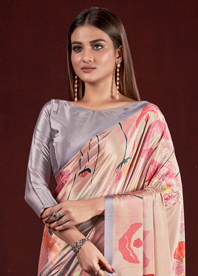 Peach Dupion Silk Saree With Blouse Piece - Indian Silk House Agencies