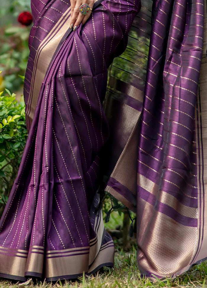 Purple Dupion Silk Saree With Blouse Piece - Indian Silk House Agencies