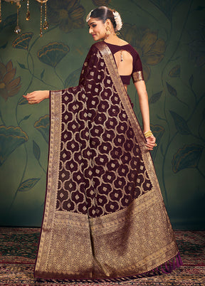 Coffee Georgette Saree With Blouse Piece - Indian Silk House Agencies