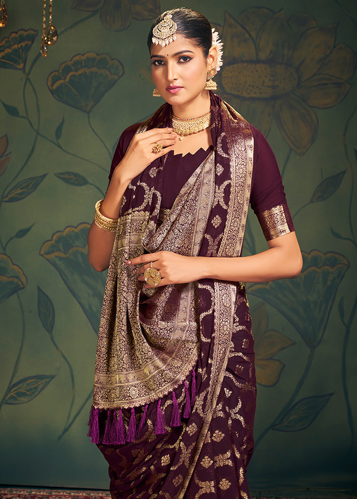 Coffee Georgette Saree With Blouse Piece - Indian Silk House Agencies