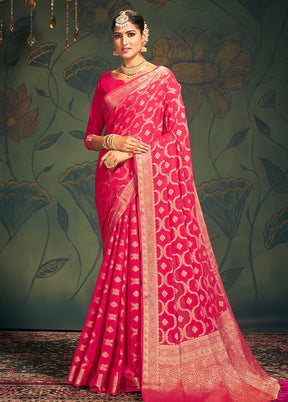 Pink Georgette Saree With Blouse Piece - Indian Silk House Agencies